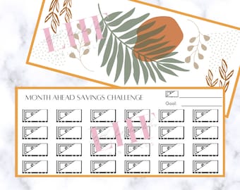 A6 Month Ahead Savings Challenge Tracker (digitale download)