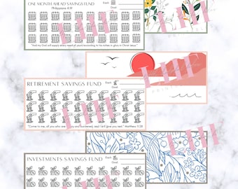 A6 Planning & Retirement Savings Challenge | Investment Savings Trackers | One Month Ahead Savings Tracker | Faith Focused Savings | Digital