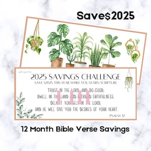 2025 12 Month Psalm Savings Challenge Set | A6 Bible Verse Savings Challenge | Faith Based Budgeting | Plant Savings & Bible Verse | Save 2k