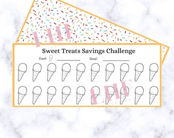A6 Kids Savings Challenge: Sweet Treats Tracker (Digital Download)