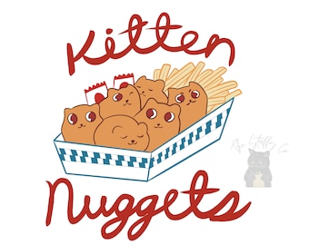 Kitten nuggets png/jpg, chicken nuggets, cat shirt design, funny cat shirt, funny cat, cute cat, sublimation