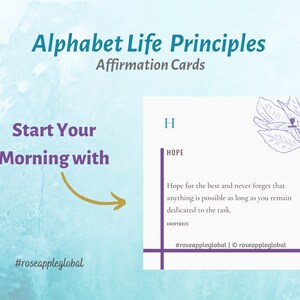 Affirmations de vie | Affirmations de l'alphabet | Cartes d'inspiration | Cartes Mentalité | Cartes d'encouragement | Jeu de cartes Soins personnels | Téléchargement instantané