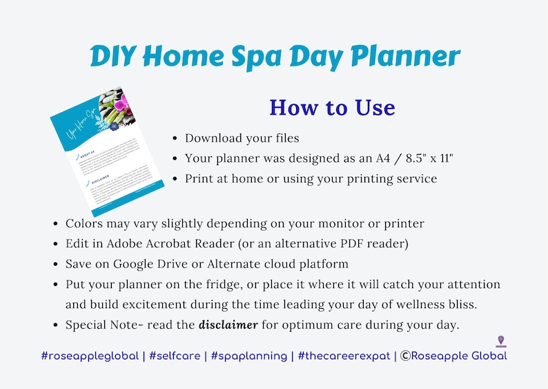 DIY Home Spa Day Planner: Printable Self-Care Tool | At-Home Spa Experience | (Instant Digital Download) image 8