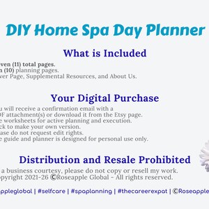 DIY Home Spa Day Planner: Printable Self-Care Tool | At-Home Spa Experience | (Instant Digital Download) image 9