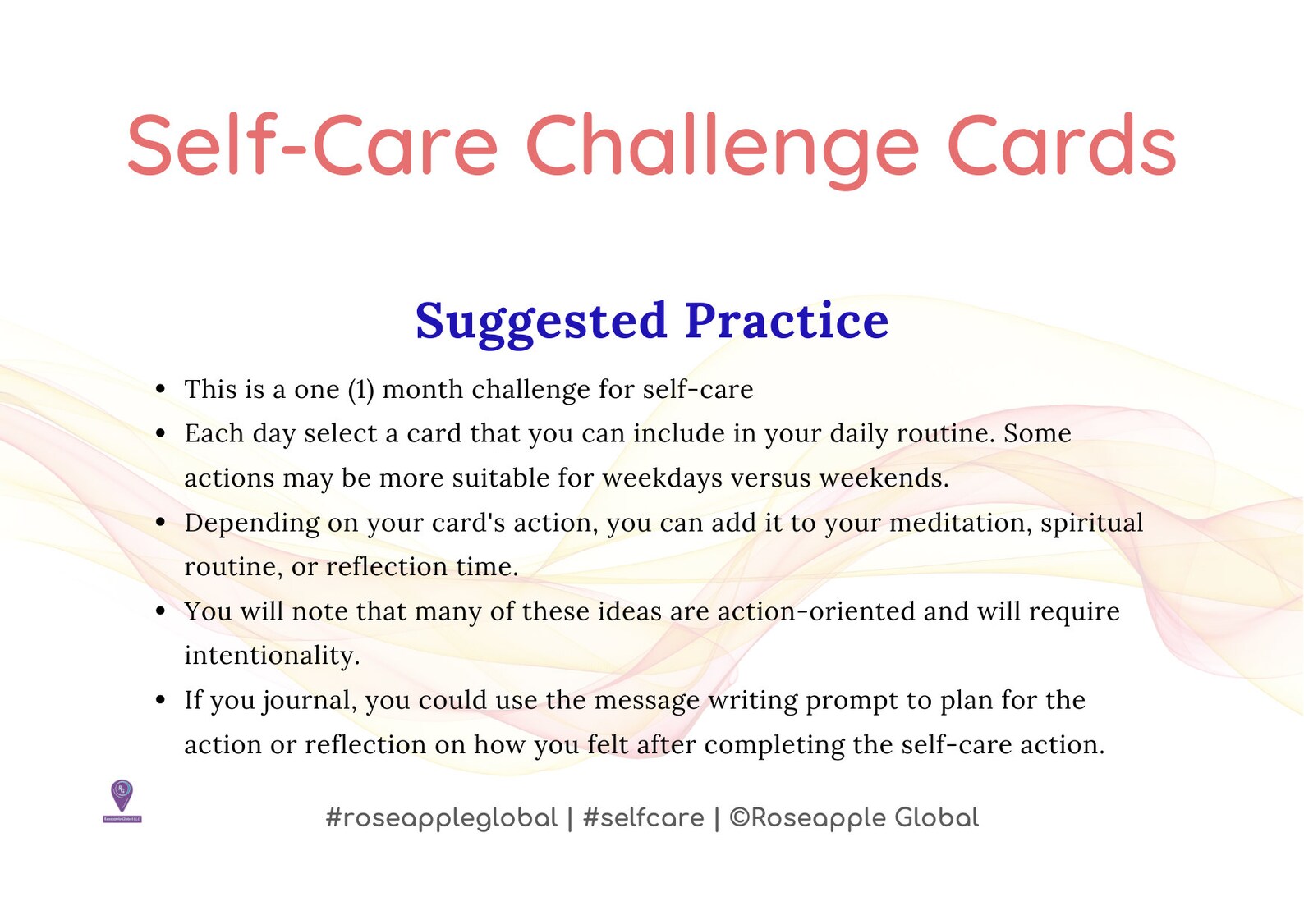 Printable Self-care Card Deck Self-care Cards Self-care Challenge Self ...