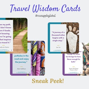 Afdrukbaar kaartdeck Travel Wisdom | Inspirerende kaarten voor op reis | Reisbevestigingskaarten | Kaartdeck met reiscitaten | Direct downloaden