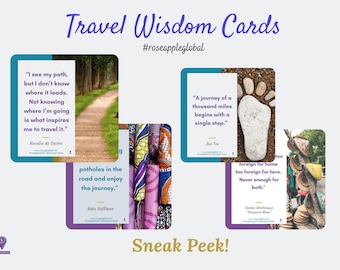 Jeu de cartes de sagesse de voyage imprimable | Cartes inspirantes de voyage | Cartes d'affirmation de voyage | Jeu de cartes de citations de voyage | Téléchargement instantané