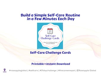 31-Day Self-Care Challenge Cards: Printable Card Deck | Daily Wellness Prompts (Instant Download)