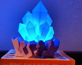 Unique 3D Printed Crystal Lamp with Waterproof RGB LED Lights and Remote Control