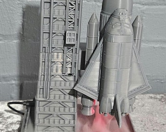 3D-Printed NASA Space Shuttle Launch Model with Light and Water Vapor Effect