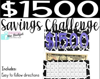 1500 Dollar  Savings Challenge Printable Envelopes