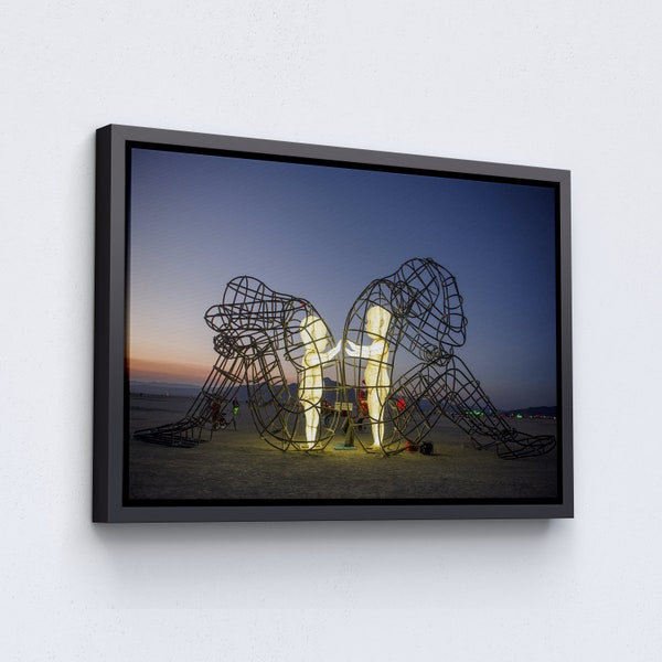 Alexander Milov, Two People Turning Their Backs On Each Other At Burning Man Canvas Wall Art Children Imprisoned in Adult Bodies, Statue Art