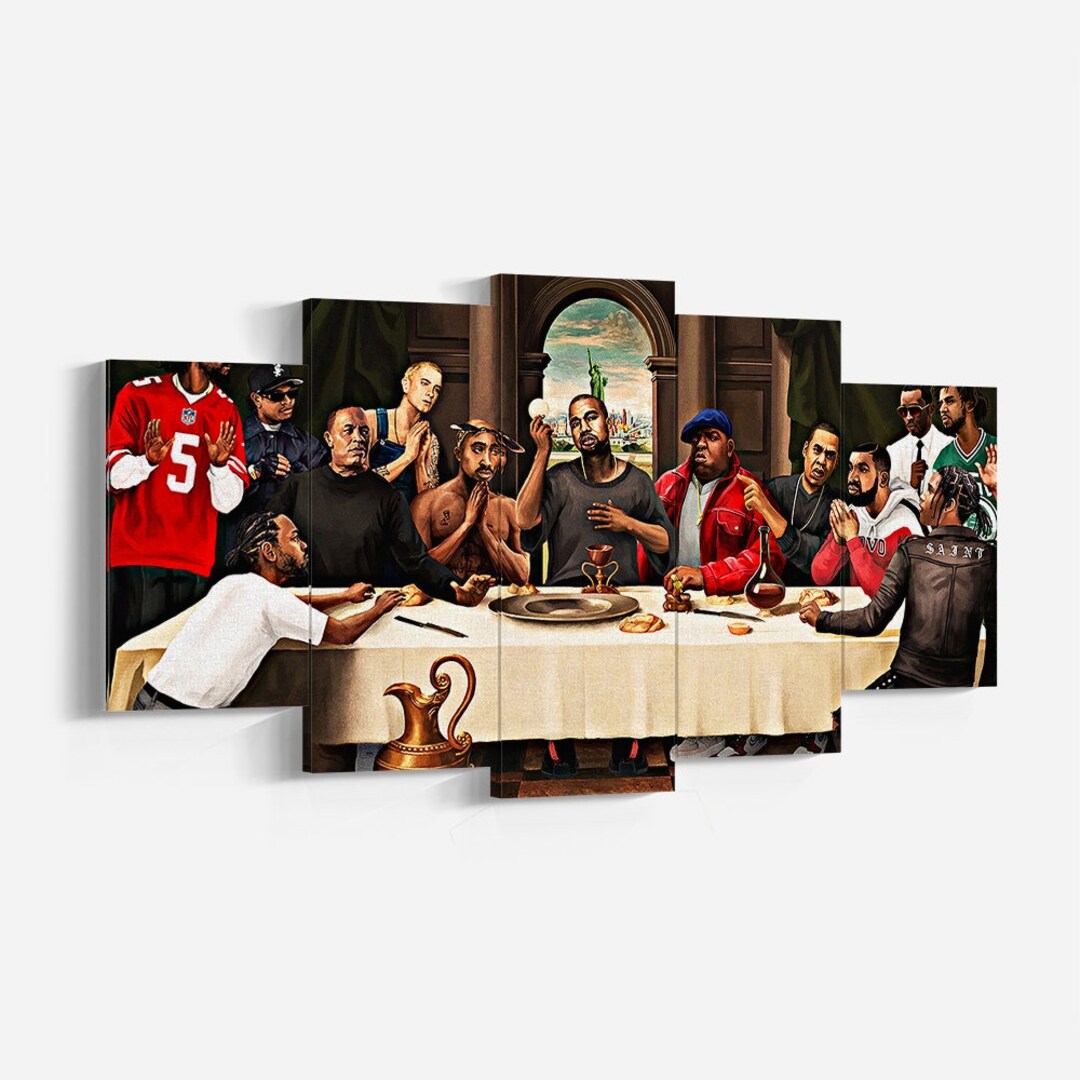 The Last Supper Rappers Canvas, Kanye West, Drake, Tupac, B.I.G. Ice