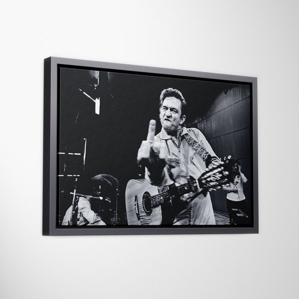 Johnny Cash Middle Finger at San Quentin Prison Canvas Wall Art  | Wall Art, Posters, Prints, Pictures, Paintings, Photos and Home Decor