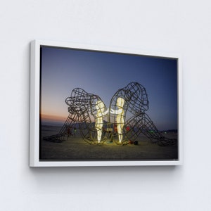 Alexander Milov, Two People Turning Their Backs On Each Other At Burning Man Canvas Wall Art Children Imprisoned in Adult Bodies, Statue Art image 2
