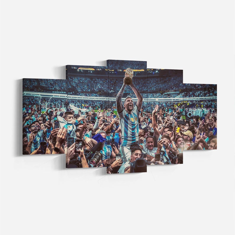 Lionel Messi World Cup 2022 Winning Photo Canvas, Qtar, Wall Decor