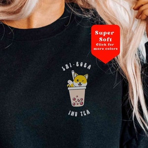 Boba Sweatshirt, Shiba Boba Sweatshirt, Boba Tea Shirt, Teenage Girl Gift, Fall Sweatshirt, Dog Mom Gift, Shi Boba Inu Tea