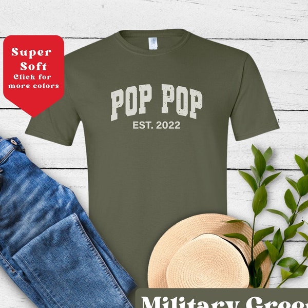 Poppop Shirt, Grandfather Shirt, Custom New Grandpa Gift, Great Grandpa Gift, Pop Pop Est 2022 T Shirt, Father in Law Gift from Daughter