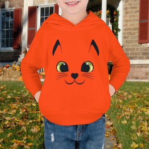 Toddler Cat Costume, Halloween Costume, Toddler Hoodie, Cat Face Hooded Sweatshirt, Girl Halloween Costume, Boy Costume, Orange Tabby Cat