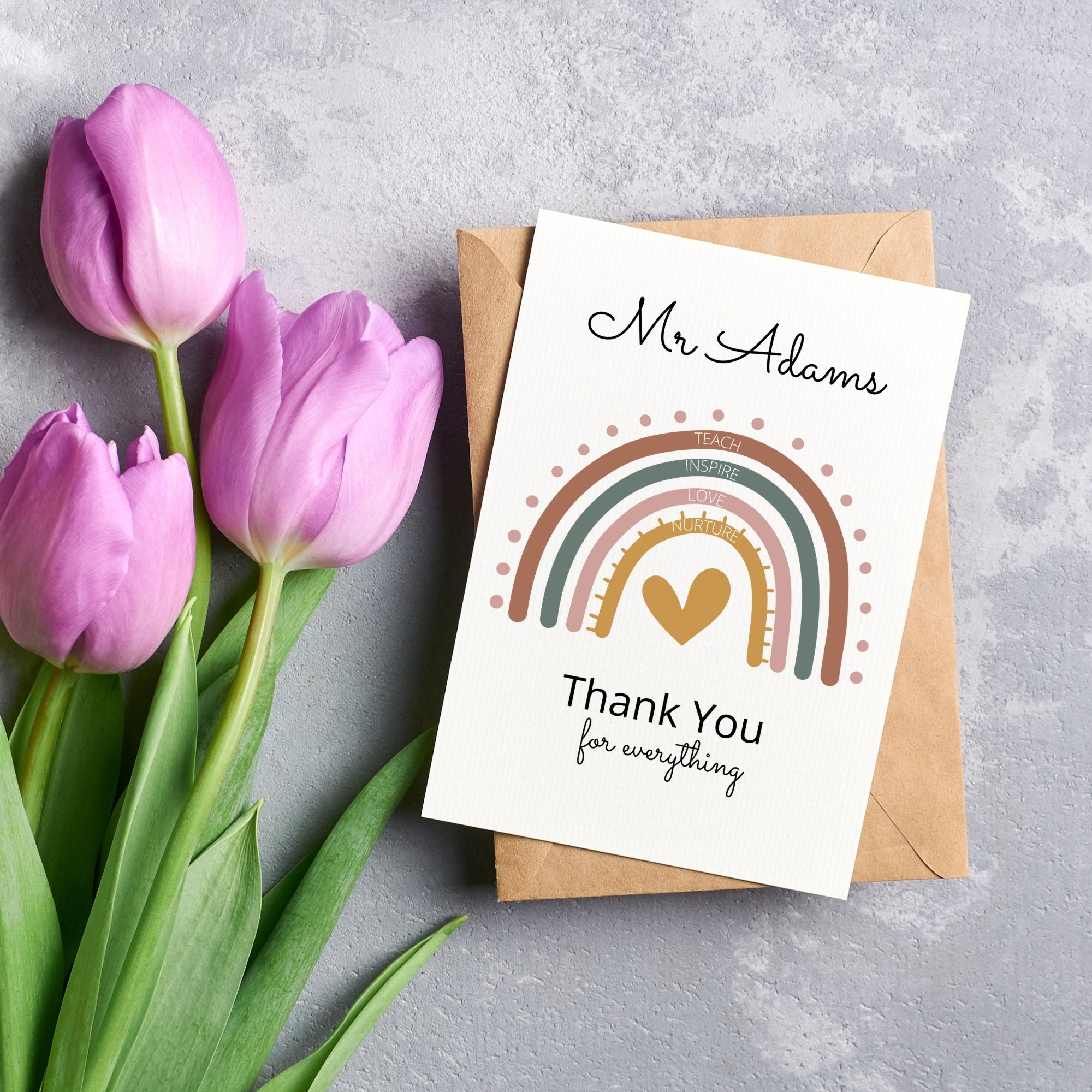 Custom Thank You Teacher Card Headteacher Card Key Worker Etsy UK