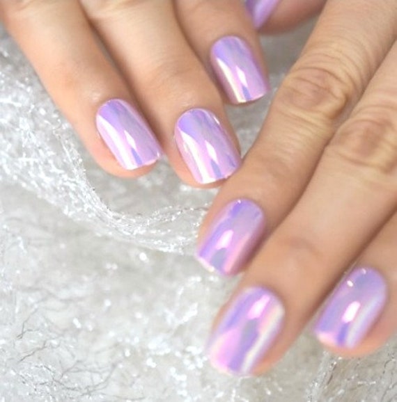 lavender chrome nails
