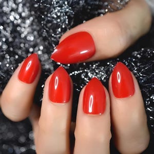 Ongles à coller - Stylet court - Rouge (semi-transparent)
