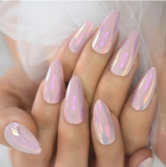 lavender chrome nails