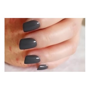 Glue On Press On Nails - Short Rounded Square - Dark Gray