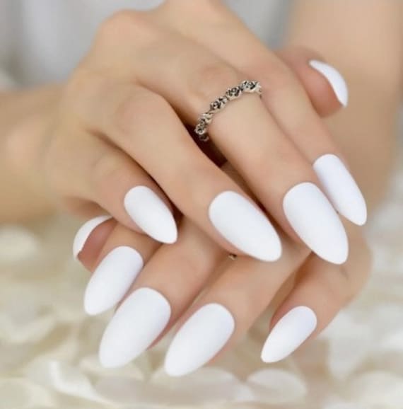 white almond nails