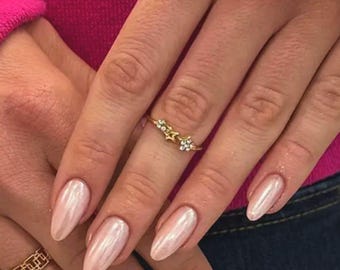 Glue On Press On Nails - Long Almond - Pearl Pink