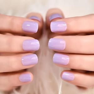 Glue On Press On Nails - Petite Short Square - Lavender