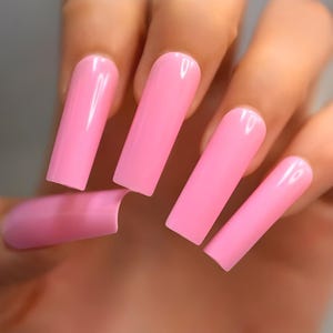Ongles à coller - Carré extra long - Rose moyen