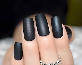 LETS GO Out-press on Nails-luxury Nails-party Nails-black Dress Nails-black  Glitter Nails-luxury Press on Nails-black French Nails-long Nail - Etsy