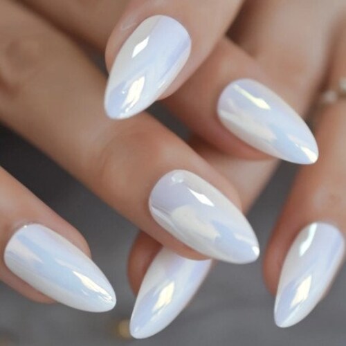 Glue on Press on Nails Long Almond Lavender - Etsy