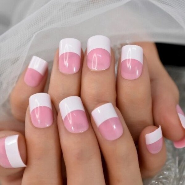 French Manicure Press on Nails - Etsy