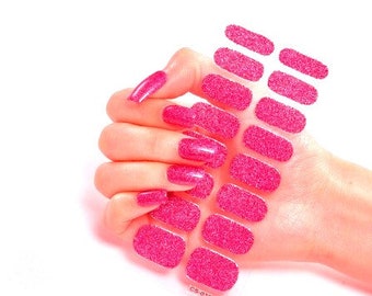 Adhesive Nail Polish Strips - Bright Fuschia Glitter