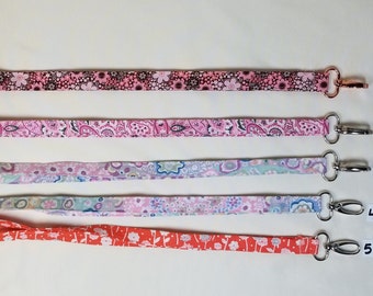 Pink Floral Long Lanyard Badge Holder