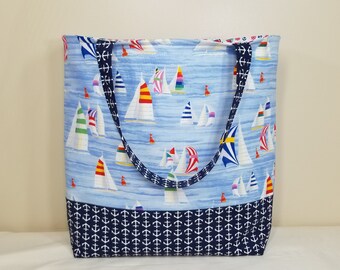 Sailboat and Anchor Tote Bag