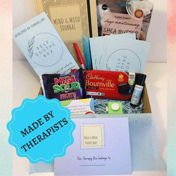 Self Soothe Therapy Box | Self Harm Recovery | Support | Care | Distraction | Sensory | Self Help | Fidget Cube | Crisis Kit | By Therapists