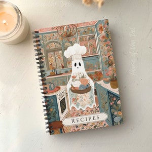 Recipe Spiral Notebook Whimsigoth Cute Ghost Chef Floral Cottagecore | Ruled Line | Gothic Aesthetic | Culinary Baker Recipes Cook Gift Idea