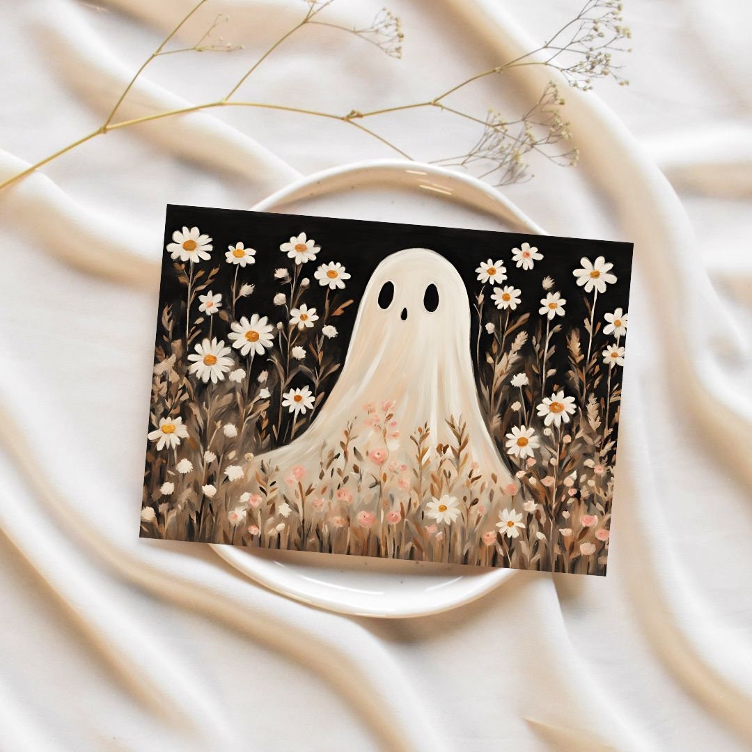 5x7 Inch Ghost Floral Instant Art Print Download Whimsy Goth Flowers ...