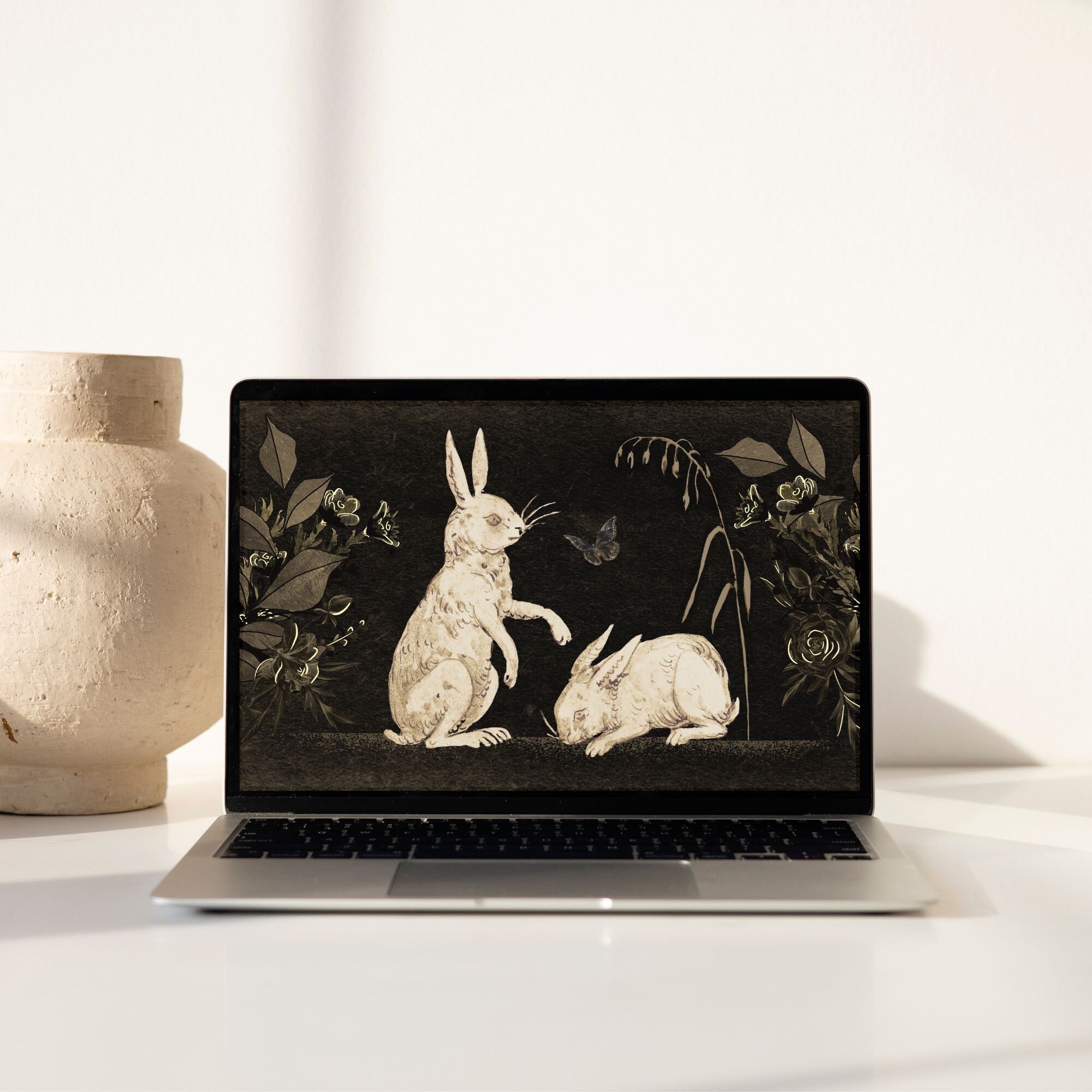 Desktop Laptop Wallpaper White Rabbit Dark Academia Computer Imac ...