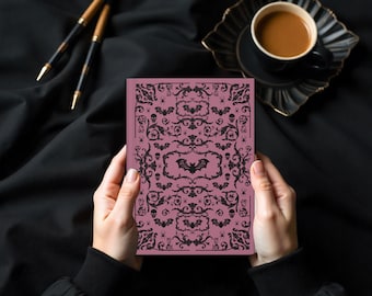 Gothic Bat Skull Coquette Pink Hardcover Journal Matte, Notebook, Dark Writing Journal, Grunge Diary, Alternative Goth Gift Idea