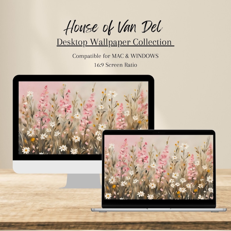 Aesthetic Spring Summer Vintage Floral Desktop Wallpaper | Imac MacBook ...