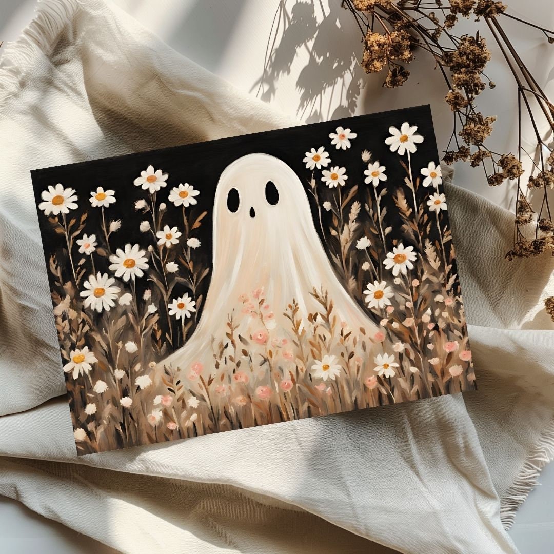 5x7 Inch Ghost Floral Instant Art Print Download Whimsy Goth Flowers ...