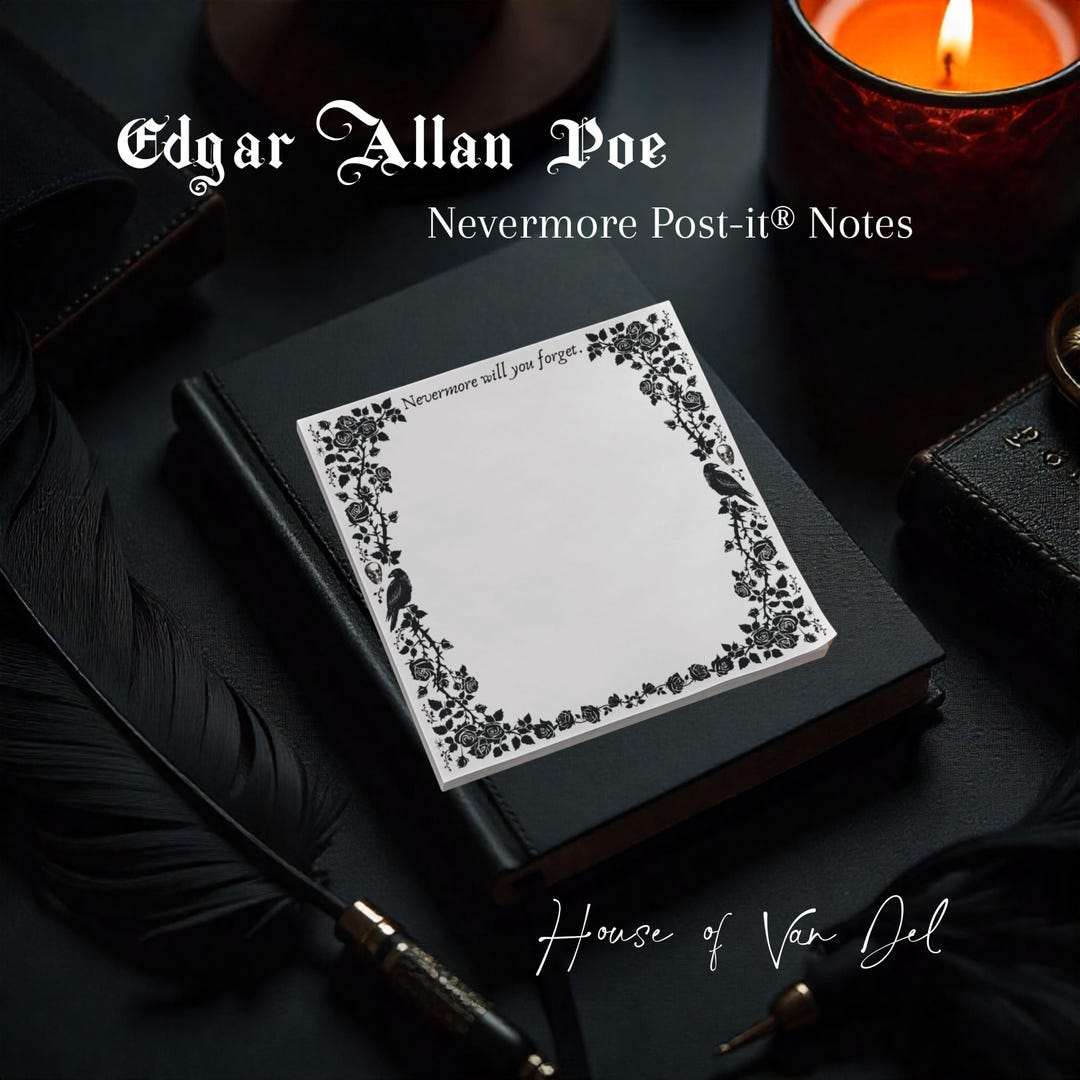 Gothic Raven Theme Post-it® Sticky Notes Notepad, Edgar Allan Poe ...