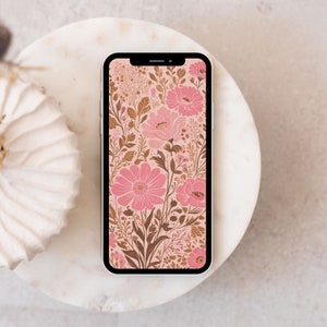 Phone Wallpaper | Vintage Pink Floral Phone Wallpaper | iPhone Home Lock Screen Background Samsung Galaxy | Aesthetic Pretty Spring Summer