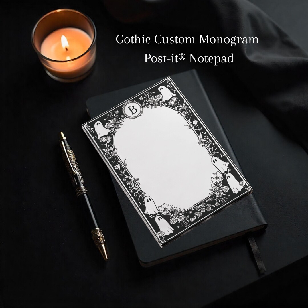 Personalized Goth Notepad Custom Monogram Notepad Ghost Post-it® Sticky ...