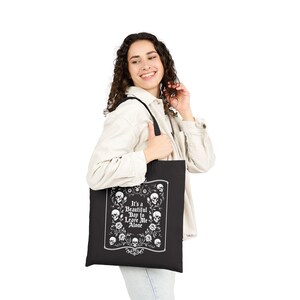 Gothic Tote Bag, Emo Canvas Tote, It's a Beautiful Day To Leave Me Alone Quote, Reusable Bag, Dark Grunge, Alternative Book Grocery Bag image 5
