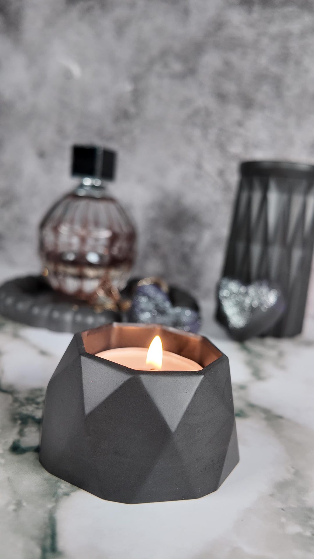 Gothic Rectangular Pot Handmade Jesmonite Geometric Pot: Gothic Decor Candle Holder - Etsy